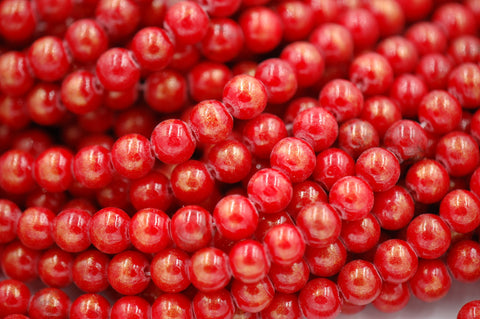 Gold Red Jade, 6mm Jade Round Beads in Opaque Finish -15 inch strand