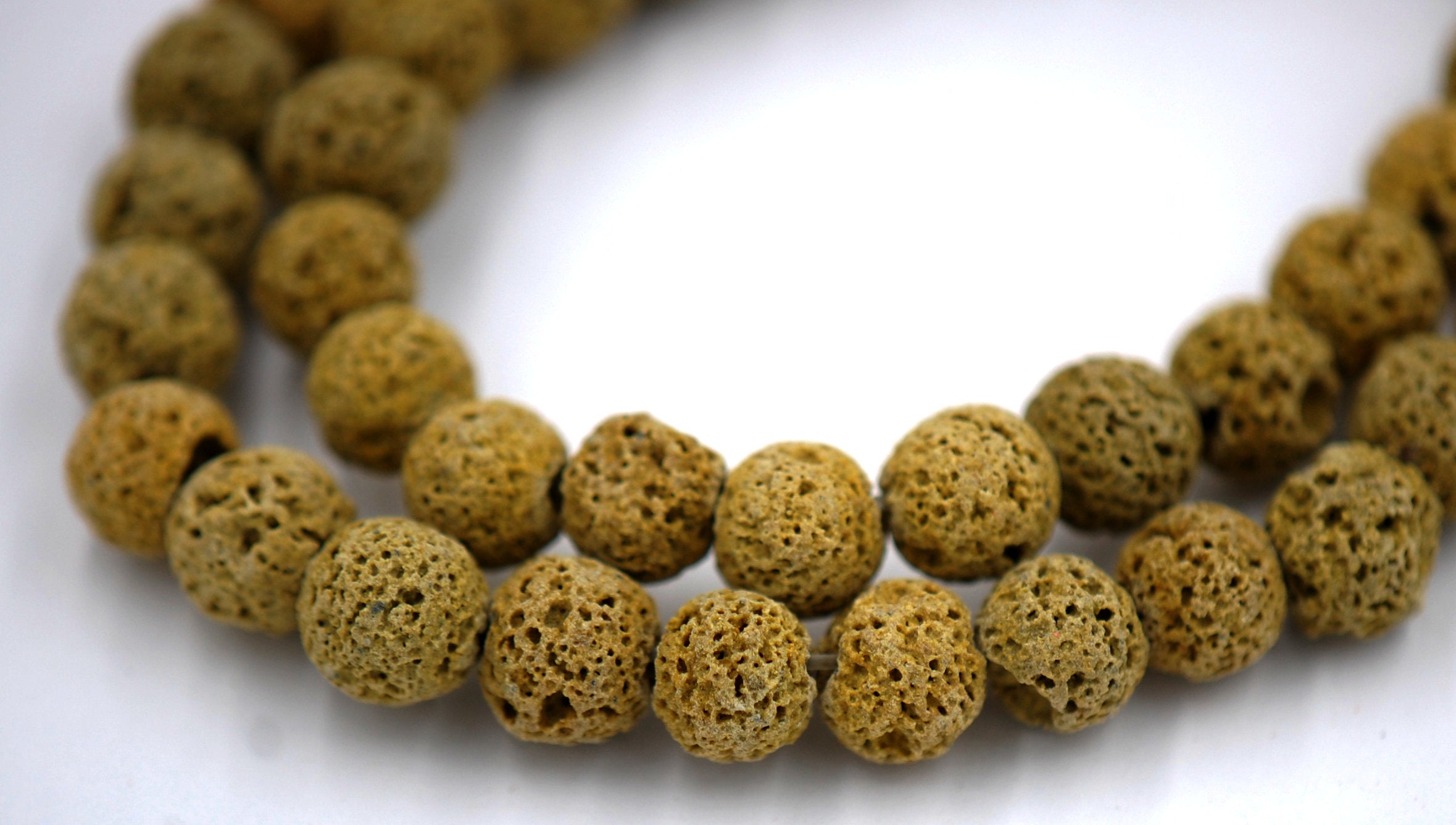 8mm Moss Green Lava Rock Round Stone Beads -15.5 inch strand