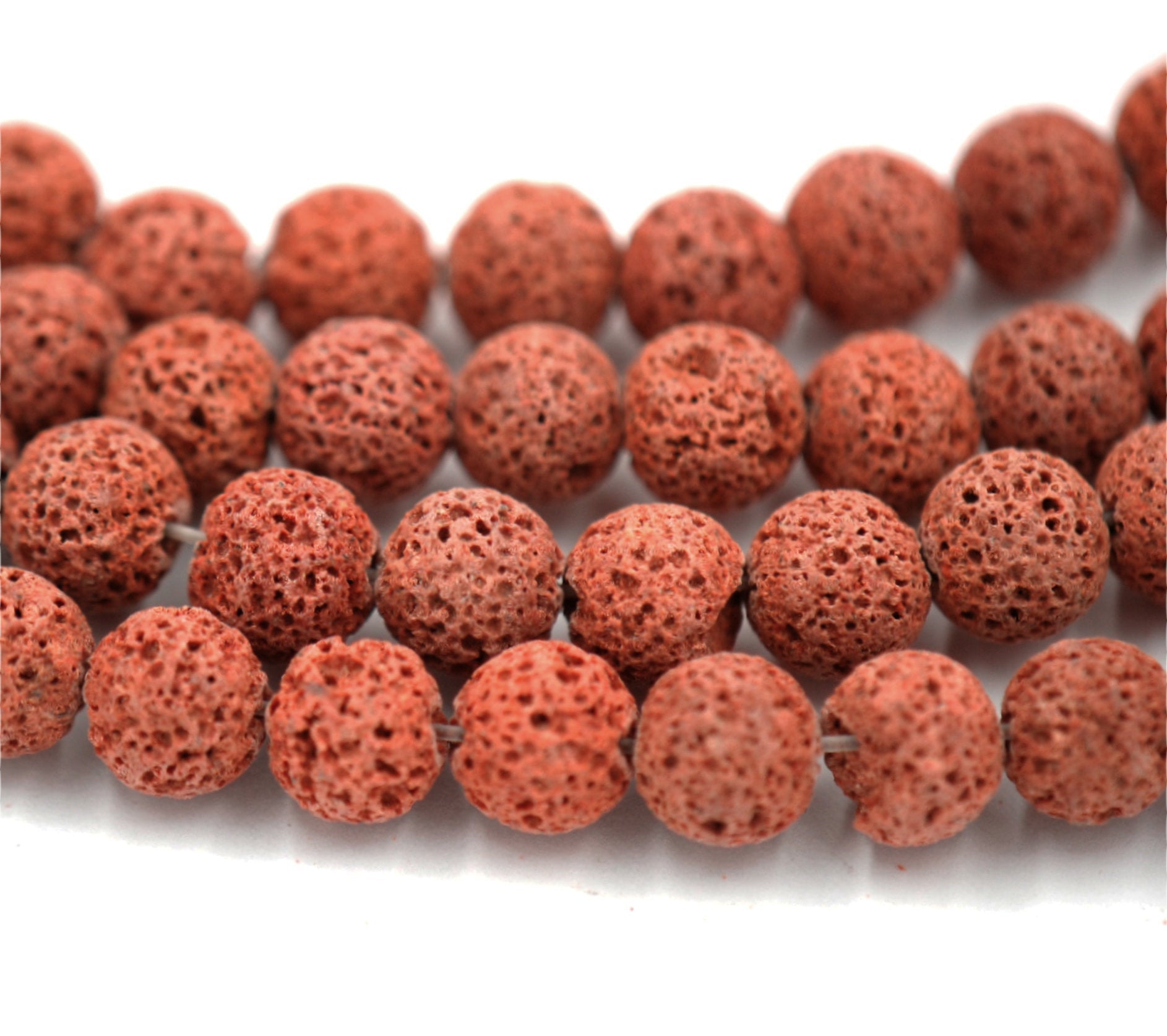 8mm Sienna Brown Lava Rock Round Stone Beads -15.5 inch strand