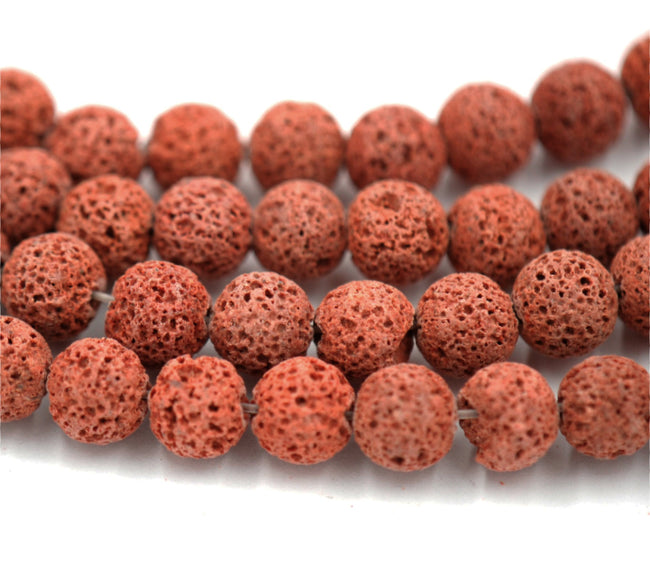 8mm Sienna Brown Lava Rock Round Stone Beads -15.5 inch strand Hover Image