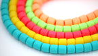 Column Handmade Polymer Clay Bead Spacers, Pastel Bright Assorted Color, FULL STRAND