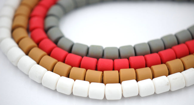 TWO Strands, Column Handmade Polymer Clay Bead Spacers,  Assorted Color, FULL STRAND Main Image