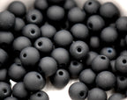 Black Frosted 8mm Frosted Matte Glass Round Druk Beads - 100pc