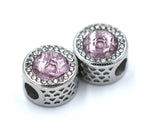 304 Stainless Steel European Beads, Large Hole Beads, with Rhinestone Alexandrite -1pc