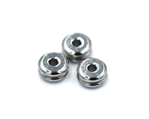 304 Stainless Steel Grooved Round Beads, 6mm -2pc