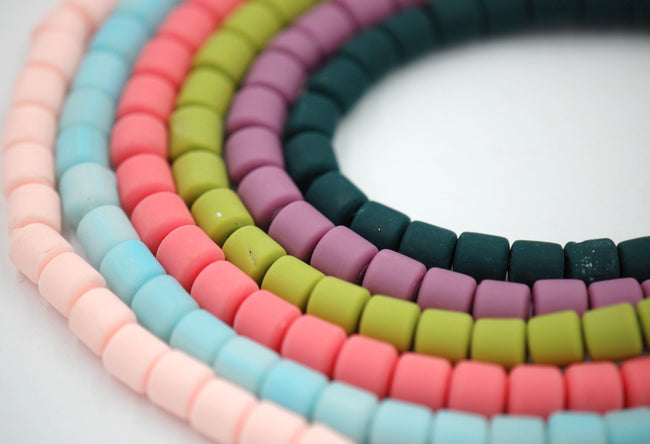 Column Handmade Polymer Clay Bead Spacers, Pastel Bright Assorted Color, FULL STRAND Main Image