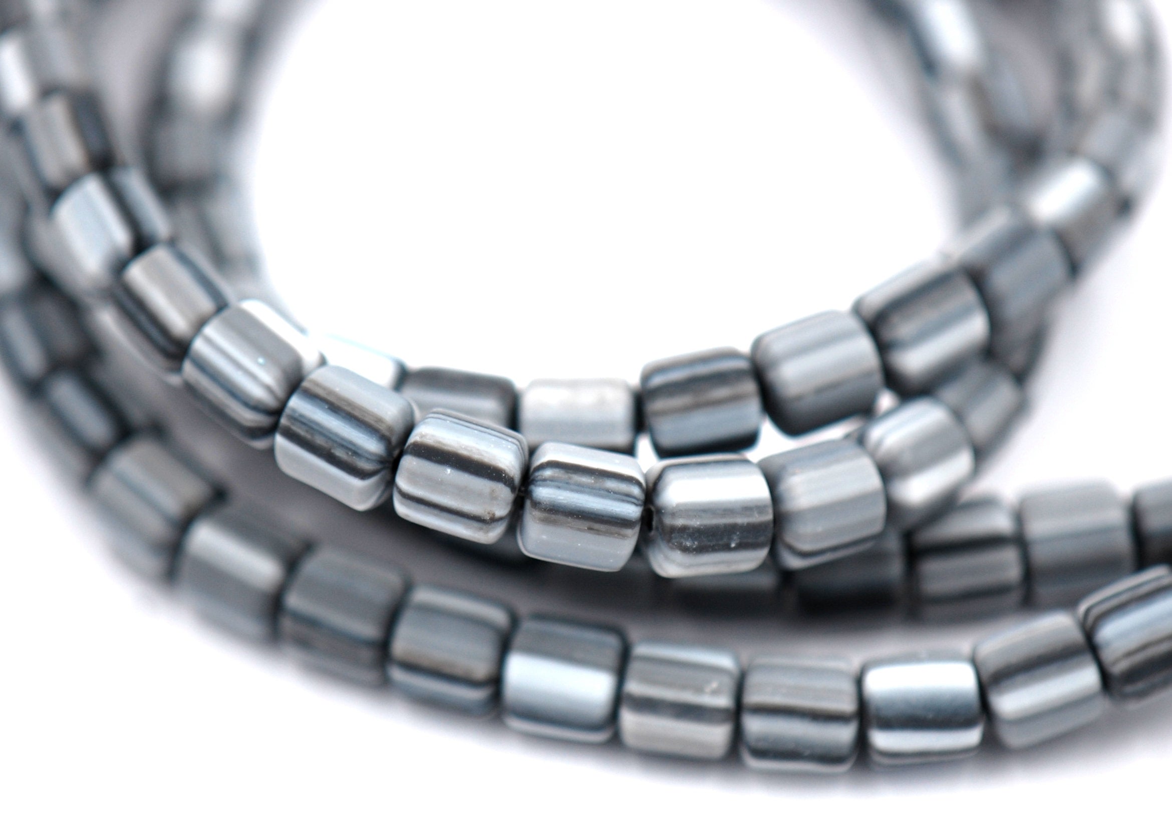 Column Handmade Polymer Clay Bead Spacers,  Blue, Black  Color, FULL STRAND