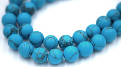 6mm 8mm 10mm Matte Blue Synthetic Turquoise Round - 15.5 inch Strand