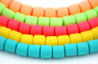 Column Handmade Polymer Clay Bead Spacers, Pastel Bright Assorted Color, FULL STRAND