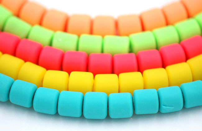 Column Handmade Polymer Clay Bead Spacers, Pastel Bright Assorted Color, FULL STRAND Hover Image