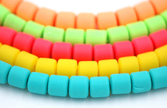 Column Handmade Polymer Clay Bead Spacers, Pastel Bright Assorted Color, FULL STRAND