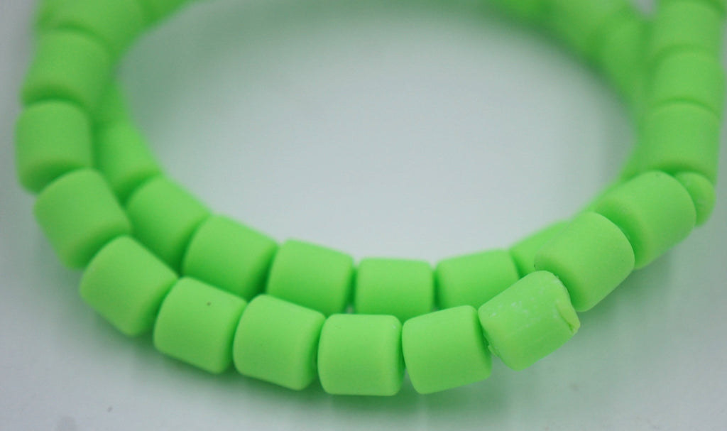 Column Handmade Polymer Clay Bead Spacers, Pastel Bright Assorted Color, FULL STRAND