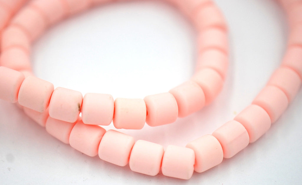 Column Handmade Polymer Clay Bead Spacers, Pastel Bright Assorted Color, FULL STRAND