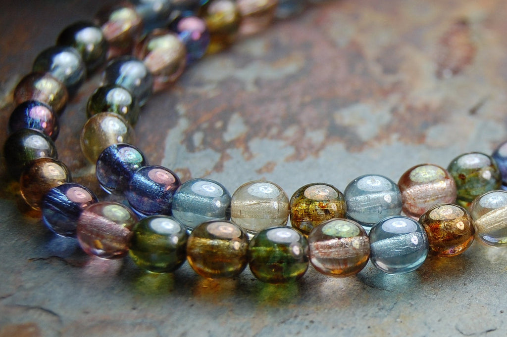 Czech Beads 4mm Fire Polished Glass Round in Multi-Color luster- 100 Pieces