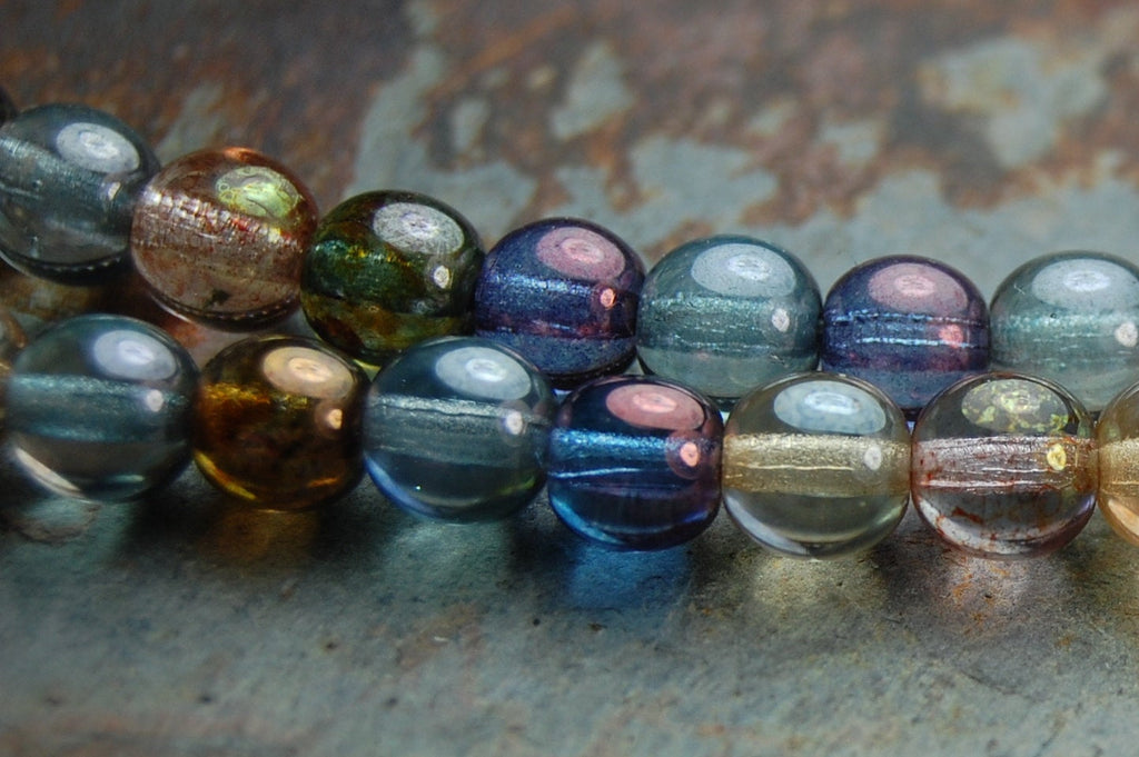 Czech Beads 4mm Fire Polished Glass Round in Multi-Color luster- 100 Pieces