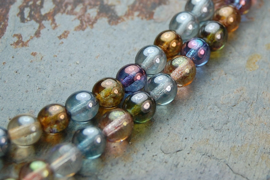 Czech Beads 4mm Fire Polished Glass Round in Multi-Color luster- 100 Pieces
