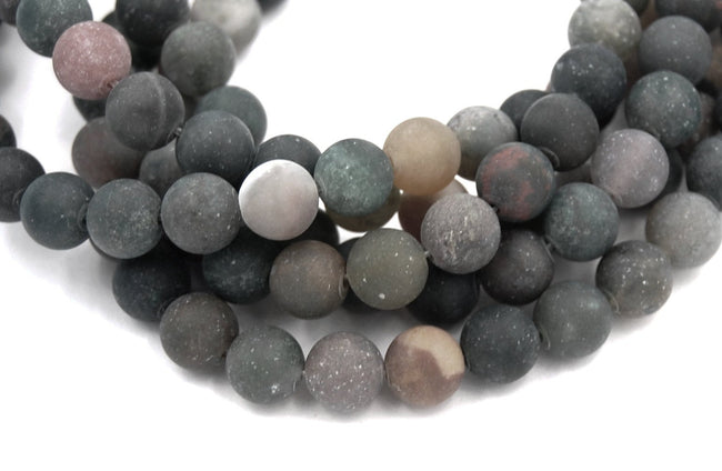Indian Agate 8mm matte Round Stones -15 inch strand Hover Image