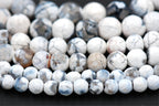 White and Black Fire Agate 6mm, 8mm, 10mm - 15 inch strand