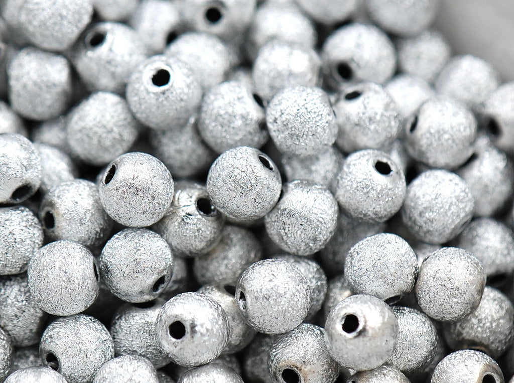 Silver Stardust covered Acrylic 8mm Beads- 100