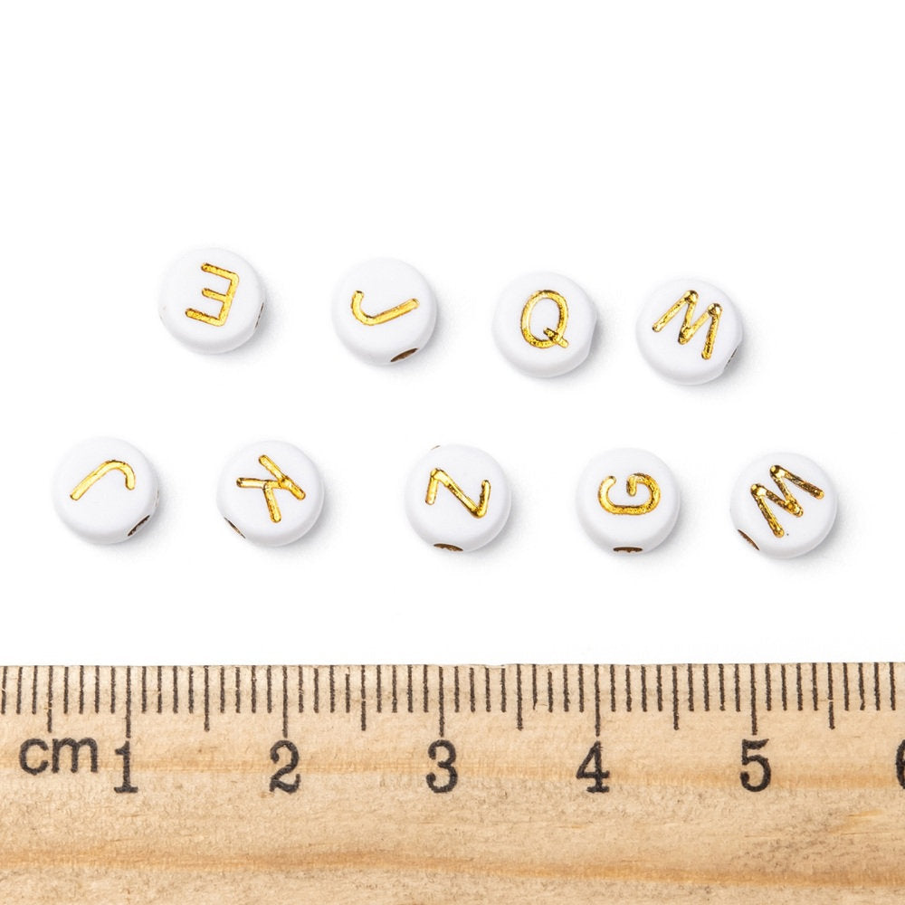 Acrylic Letter Beads, Random Mix Letters A to Z, Cube, White or Black 7mm, 200pc