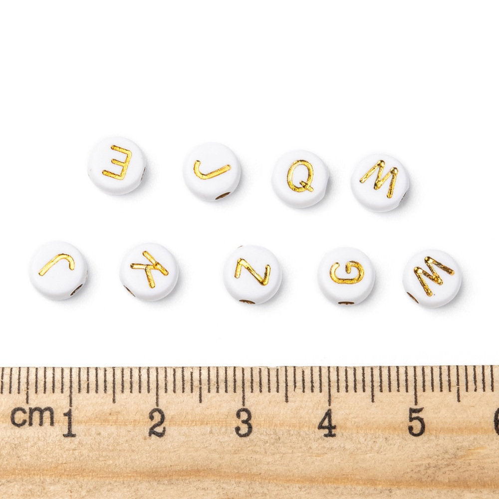Acrylic Letter Beads, Random Mix Letters A to Z, Cube, White or Black 7mm, 200pc