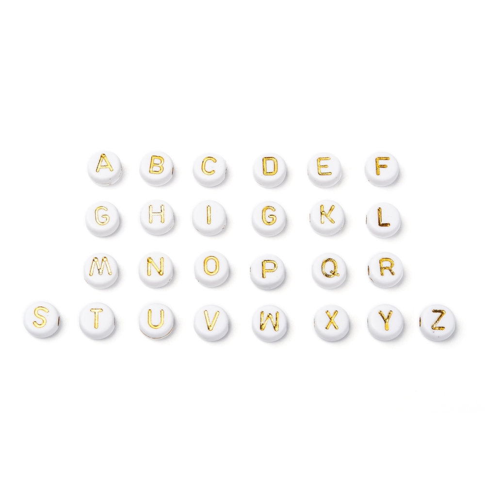 Acrylic Letter Beads, Random Mix Letters A to Z, Cube, White or Black 7mm, 200pc