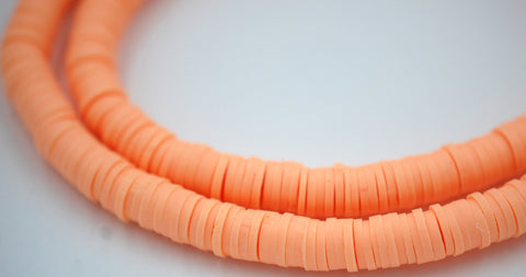 Flat Round Handmade Polymer Clay Bead Spacers  Sherbert Orange, 6x1mm