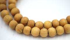 Unfinished Jackfruit Wood Natural Unwaxed 8mm Round Wood Beads -16 inch strand
