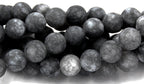 8mm Matte Dark Gray Jade Beads   - 15 inch strand