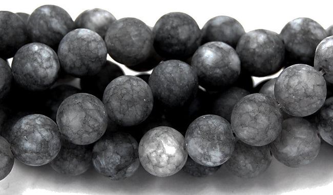 8mm Matte Dark Gray Jade Beads   - 15 inch strand Hover Image