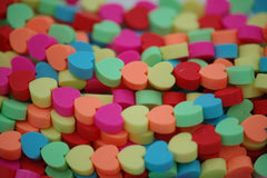 Heart Handmade Polymer Clay Bead Spacers,  10mm Assorted Color, FULL STRAND
