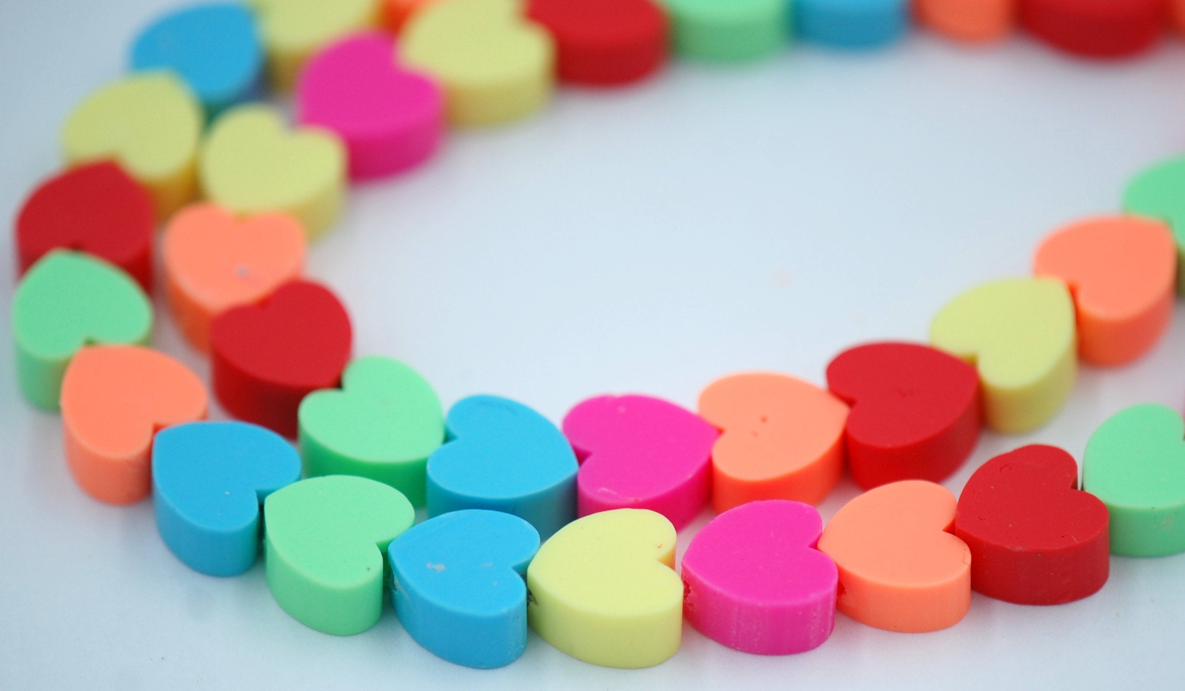 Heart Handmade Polymer Clay Bead Spacers,  10mm Assorted Color, FULL STRAND