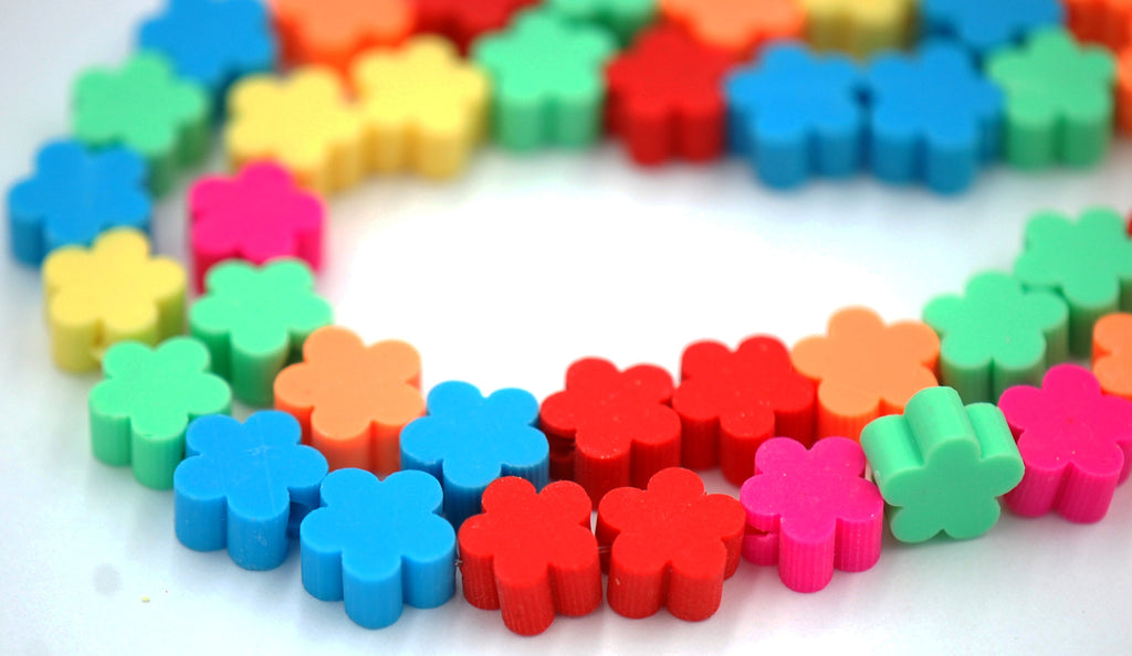 Flower Handmade Polymer Clay Bead Spacers,  9.5mm Assorted Color, FULL STRAND