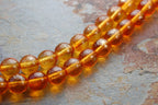 8mm Czech Glass Round Gold Dusted Amber Beads  -25