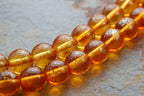8mm Czech Glass Round Gold Dusted Amber Beads  -25