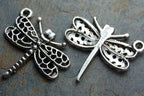 Dragonfly Charms -15pcs Oxidized Silver Tone Base Metal 23x21mm antique silver color