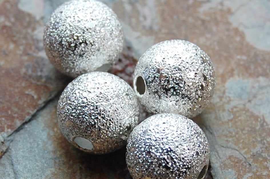 Silver Stardust covered Brass 8mm Beads- 25