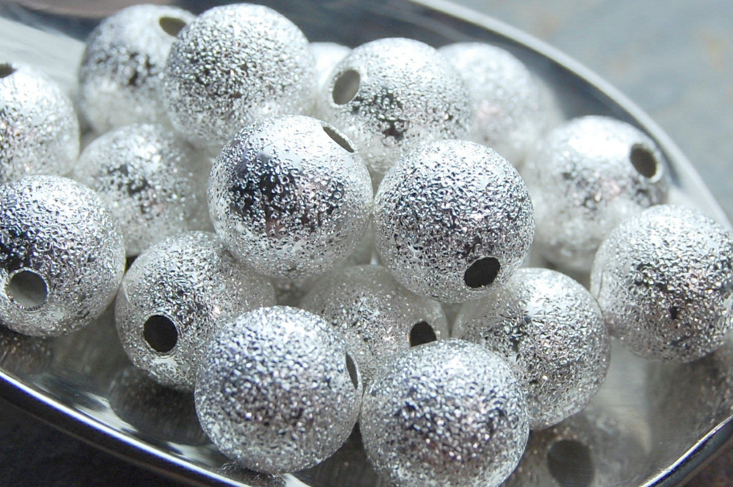 Silver Stardust covered Brass 10mm Beads- 20