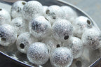 Silver Stardust covered Brass 8mm Beads- 25