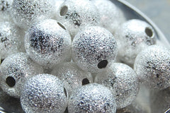 Silver Stardust covered Brass 12mm Beads- 10