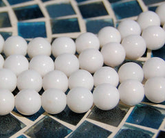 8mm White Jade Beads Opaque Smooth - 16 inch strand