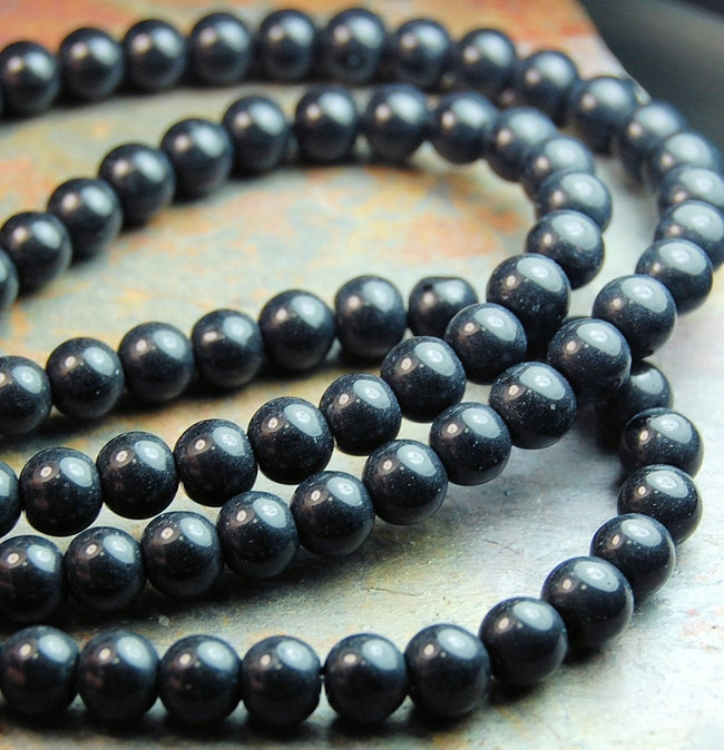 Black Obsidian (natural), 4mm,6mm,8mm,10mm round-full strand Main Image