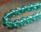 Turquoise Green 8mm Faceted Czech Glass Beads   -16 inch strand