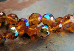 8mm Czech Beads Faceted  in AB Gold Honey -16 inch strand