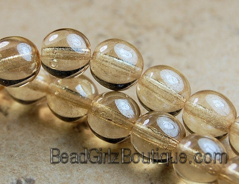 Champagne Luster Czech Glass Beads 4mm smooth round   -100