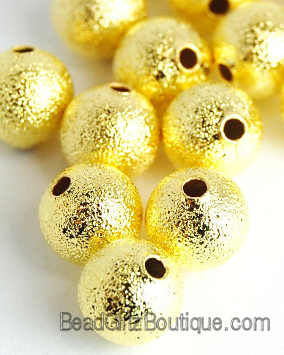 Gold Stardust covered Brass 6mm Beads- 50