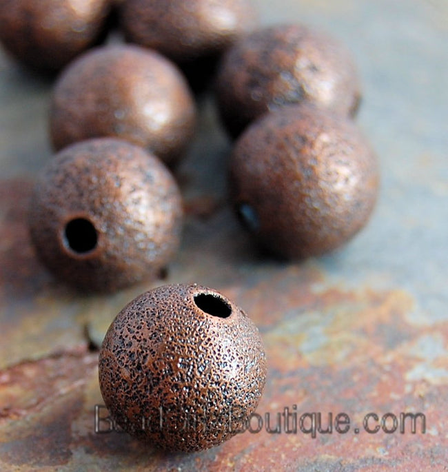 Red Copper Stardust covered Brass 10mm Beads- 20 Hover Image