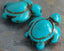 Howlite dyed turquoise blue, 14x17mm double-sided carved sea turtle -15 inch strand