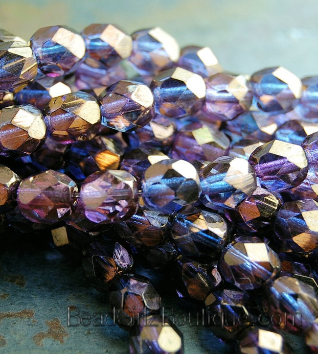 Bronze Illusion Czech Glass Bead 6mm Faceted Round - 25 Pc Hover Image