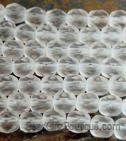 Matte Crystal Czech Glass Bead 6mm Round - 25 Pc
